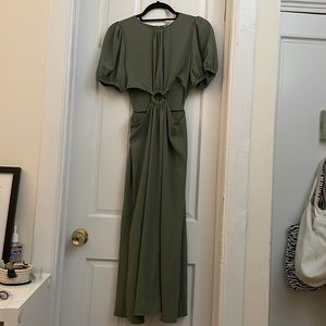 Zara Olive side cut out midi dress